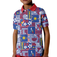 Filipino Maligayang Pasko Kid Polo Shirt Pacific Patchwork Xmas Vibes LT9 Kid Blue - Polynesian Pride