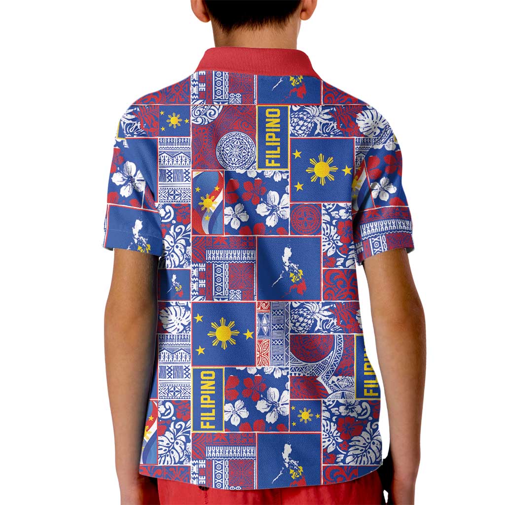 Filipino Maligayang Pasko Kid Polo Shirt Pacific Patchwork Xmas Vibes LT9 - Polynesian Pride