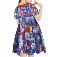 Filipino Maligayang Pasko Kid Short Sleeve Dress Pacific Patchwork Xmas Vibes LT9 - Polynesian Pride