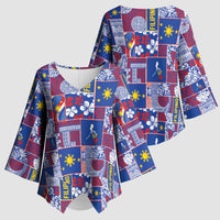 Filipino Maligayang Pasko Kimono Sleeve Blouse Pacific Patchwork Xmas Vibes LT9 - Polynesian Pride