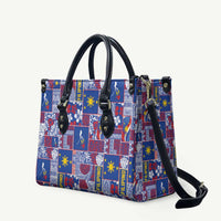 Filipino Maligayang Pasko Leather Bag Pacific Patchwork Xmas Vibes LT9 Blue - Polynesian Pride