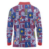 Filipino Maligayang Pasko Long Sleeve Polo Shirt Pacific Patchwork Xmas Vibes LT9 - Polynesian Pride