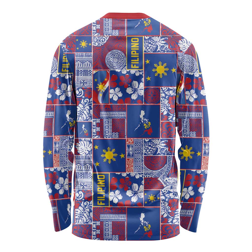 Filipino Maligayang Pasko Long Sleeve Shirt Pacific Patchwork Xmas Vibes LT9 - Polynesian Pride