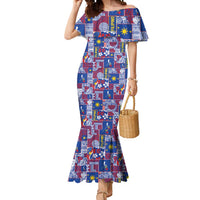 Filipino Maligayang Pasko Mermaid Dress Pacific Patchwork Xmas Vibes LT9 Women Blue - Polynesian Pride
