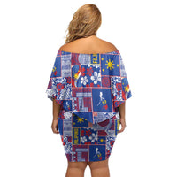 Filipino Maligayang Pasko Off Shoulder Short Dress Pacific Patchwork Xmas Vibes LT9 - Polynesian Pride