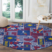Filipino Maligayang Pasko Round Carpet Pacific Patchwork Xmas Vibes - Polynesian Pride