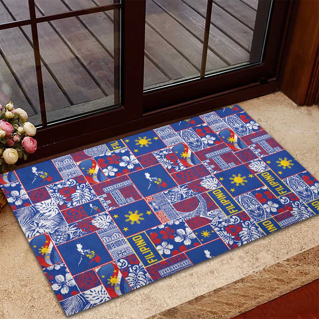 Filipino Maligayang Pasko Rubber Doormat Pacific Patchwork Xmas Vibes LT9 - Polynesian Pride