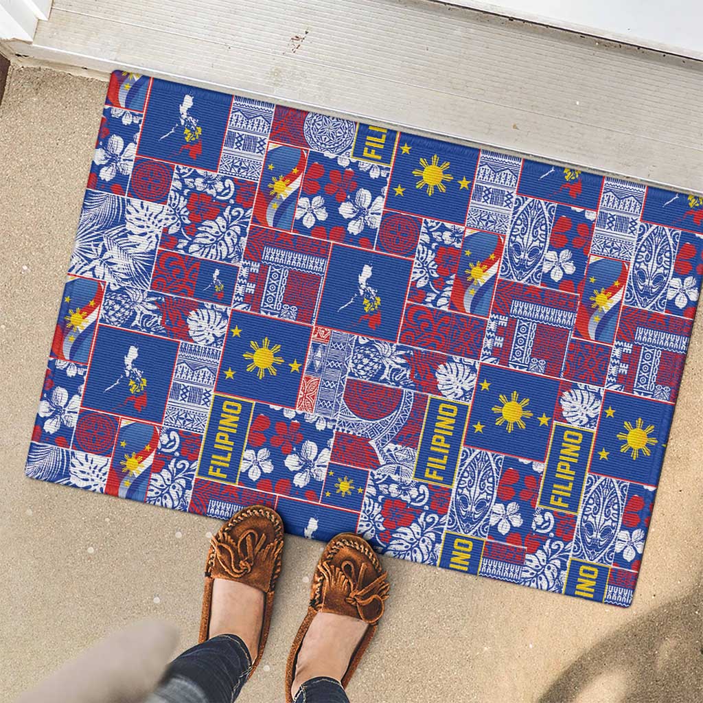 Filipino Maligayang Pasko Rubber Doormat Pacific Patchwork Xmas Vibes LT9 - Polynesian Pride