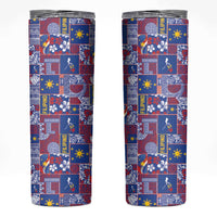 Filipino Maligayang Pasko Skinny Tumbler Pacific Patchwork Xmas Vibes LT9 Blue - Polynesian Pride