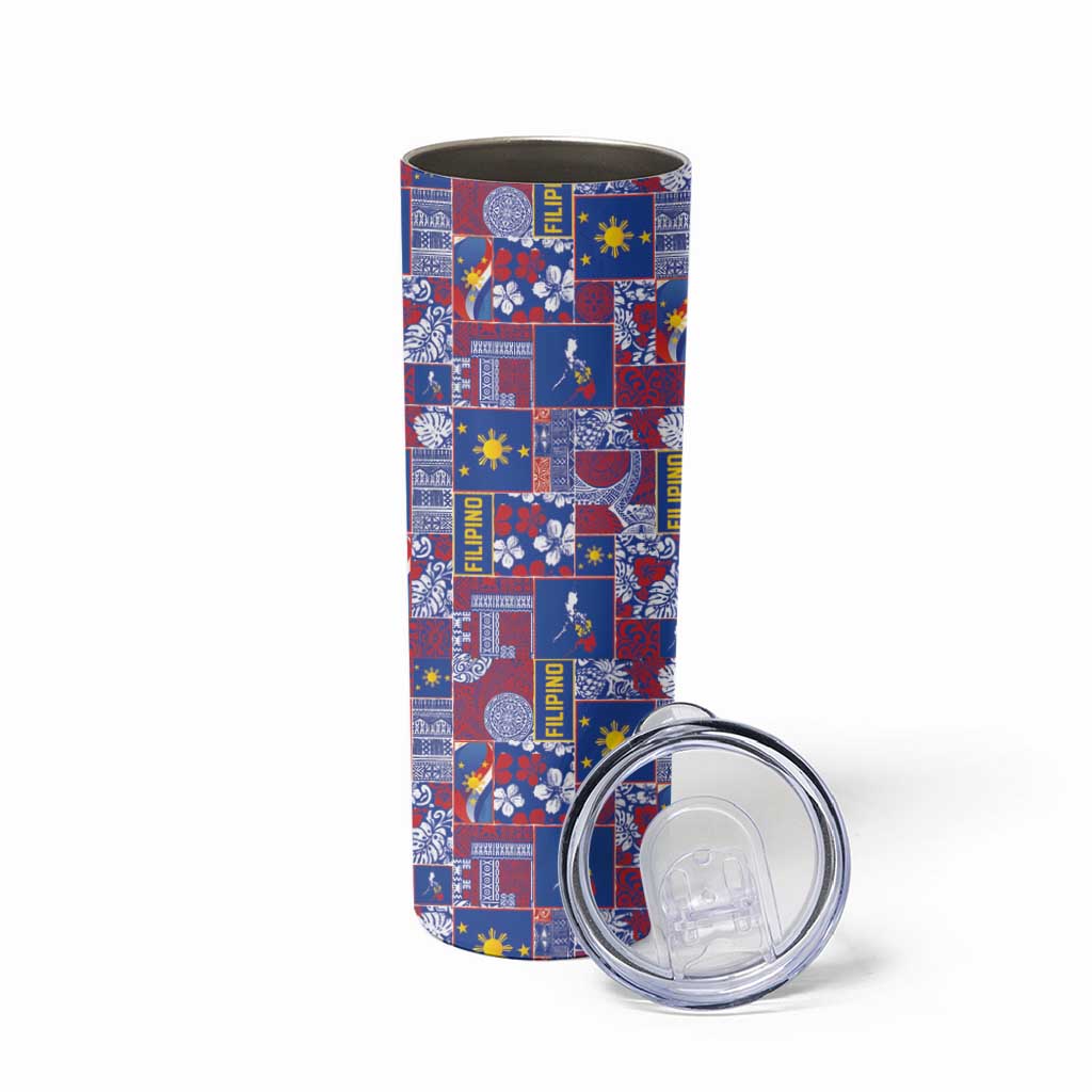 Filipino Maligayang Pasko Skinny Tumbler Pacific Patchwork Xmas Vibes LT9 - Polynesian Pride