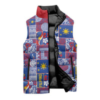 Filipino Maligayang Pasko Sleeveless Puffer Jacket Pacific Patchwork Xmas Vibes LT9 - Polynesian Pride