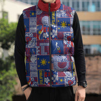 Filipino Maligayang Pasko Sleeveless Puffer Jacket Pacific Patchwork Xmas Vibes LT9 - Polynesian Pride