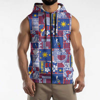 Filipino Maligayang Pasko Sleeveless Zip Hoodie Pacific Patchwork Xmas Vibes LT9 - Polynesian Pride