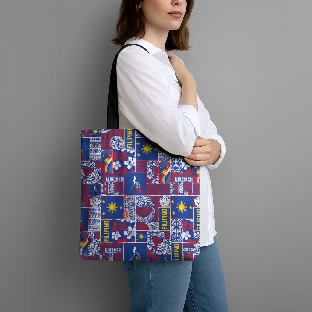 Filipino Maligayang Pasko Tote Bag Pacific Patchwork Xmas Vibes - Polynesian Pride