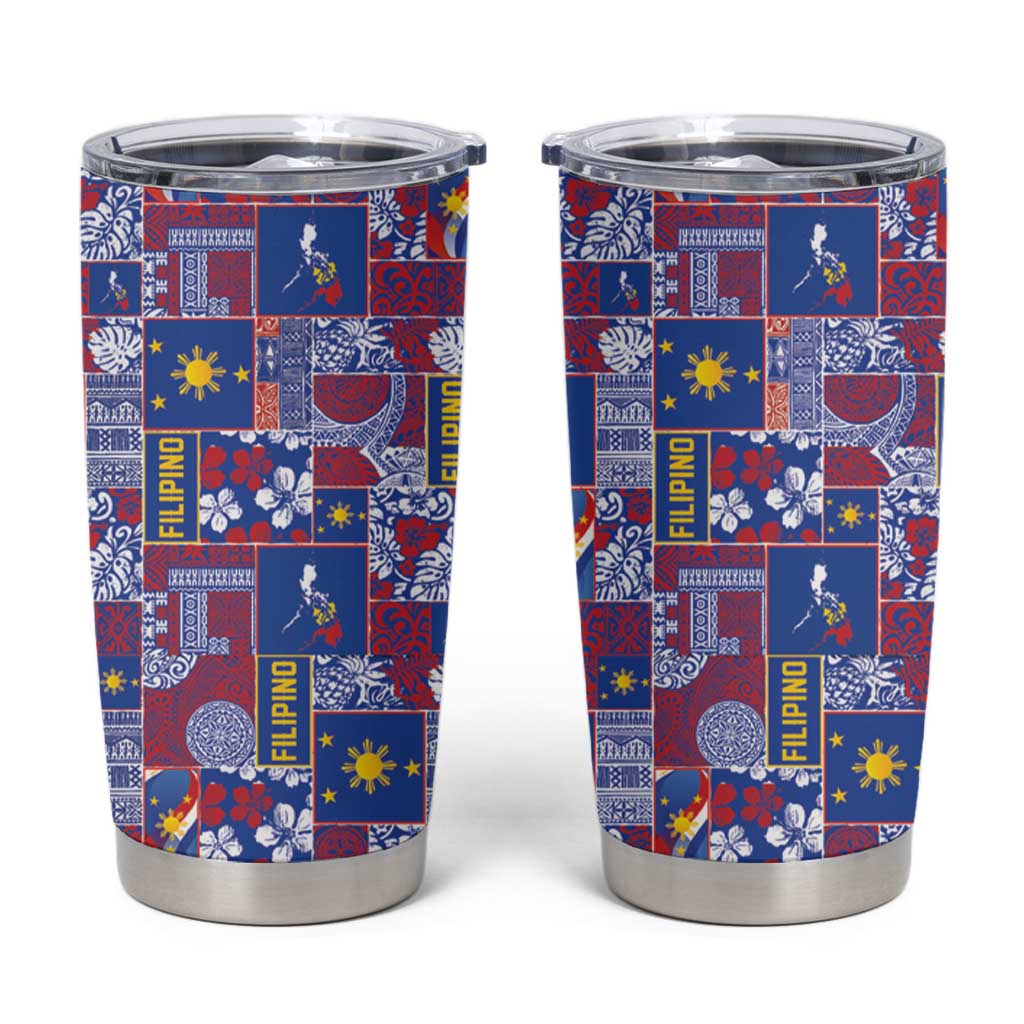 Filipino Maligayang Pasko Tumbler Cup Pacific Patchwork Xmas Vibes - Polynesian Pride
