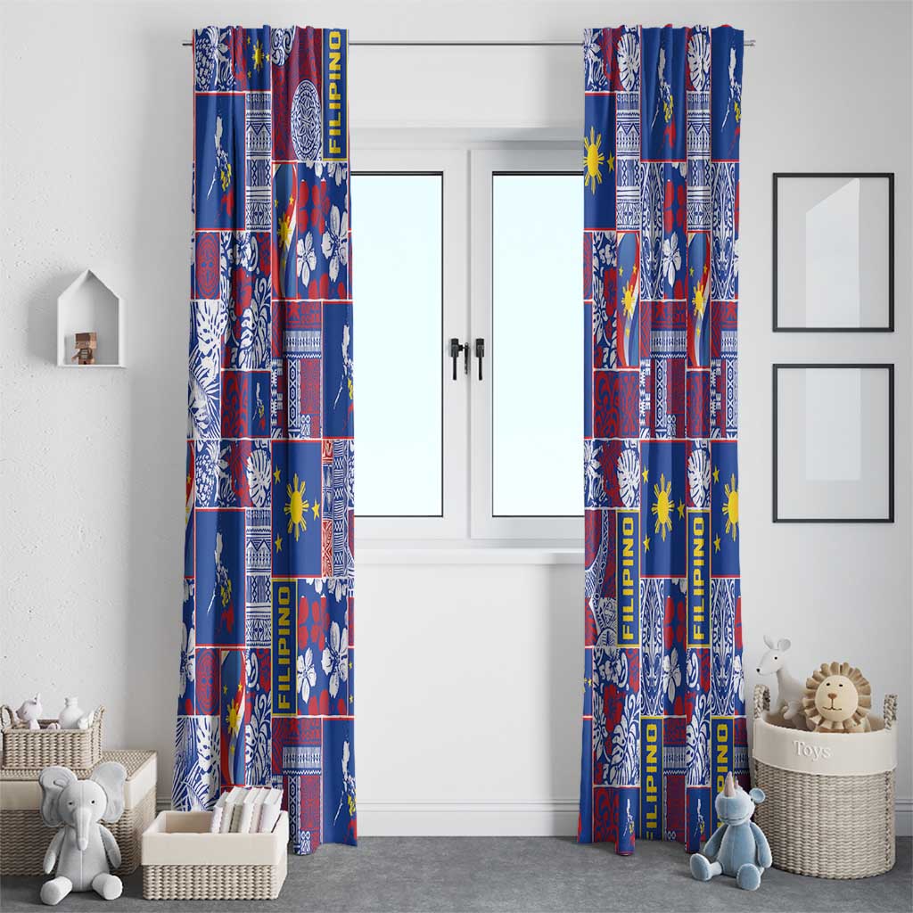 Filipino Maligayang Pasko Window Curtain Pacific Patchwork Xmas Vibes - Polynesian Pride
