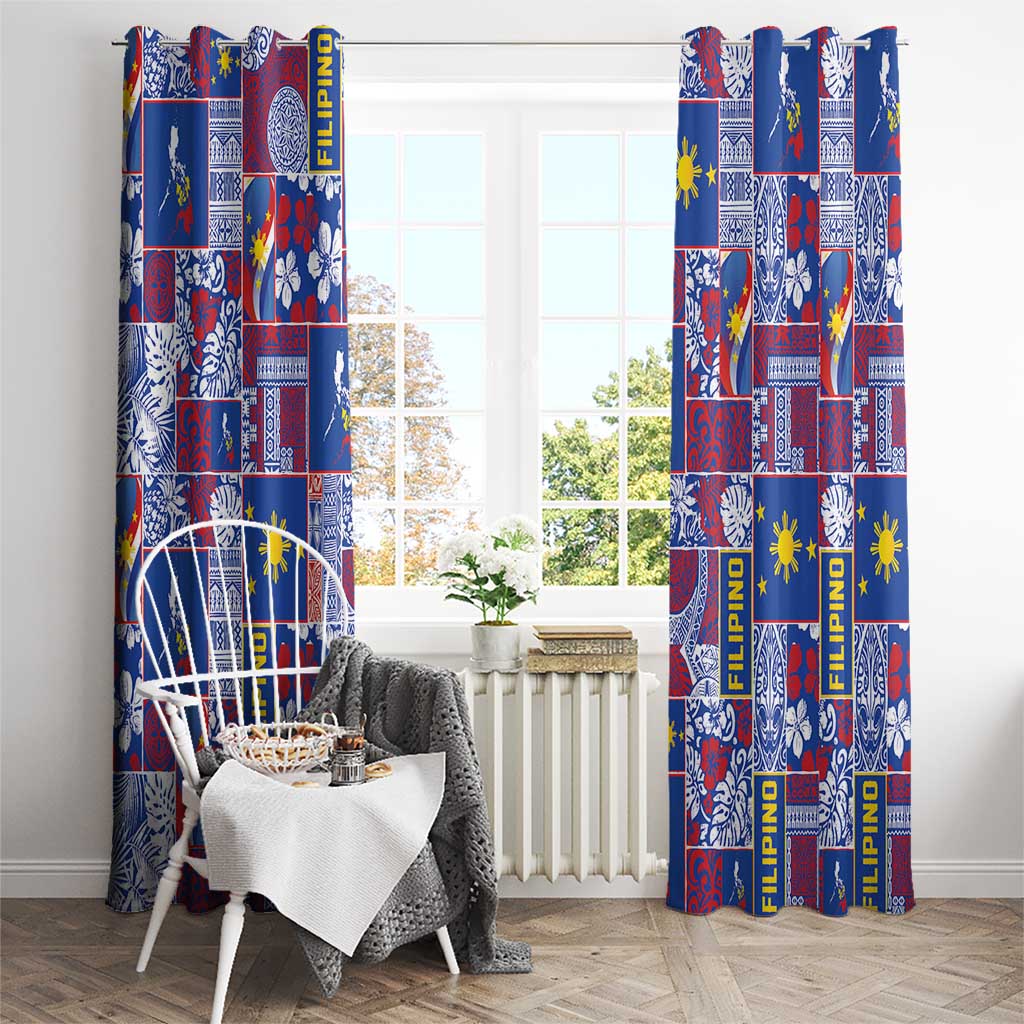 Filipino Maligayang Pasko Window Curtain Pacific Patchwork Xmas Vibes - Polynesian Pride