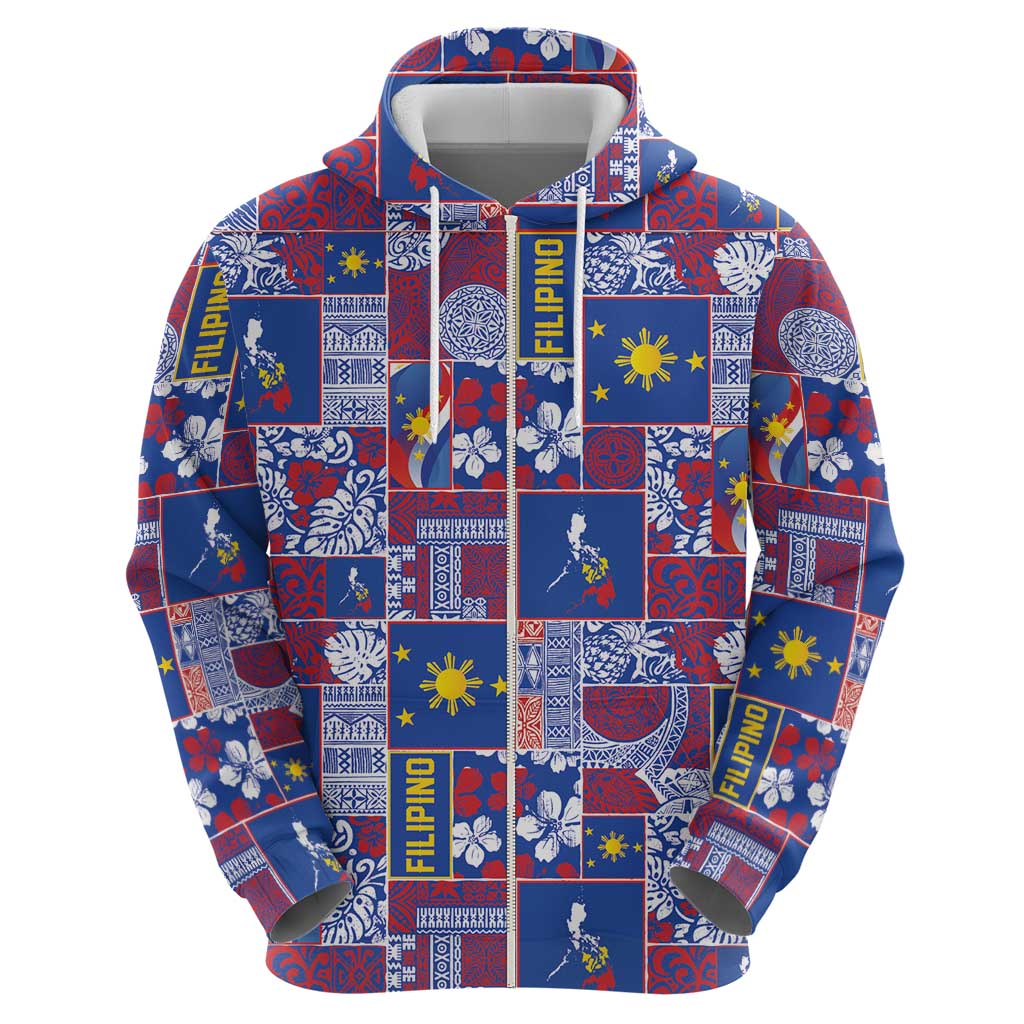Filipino Maligayang Pasko Zip Hoodie Pacific Patchwork Xmas Vibes LT9 - Polynesian Pride