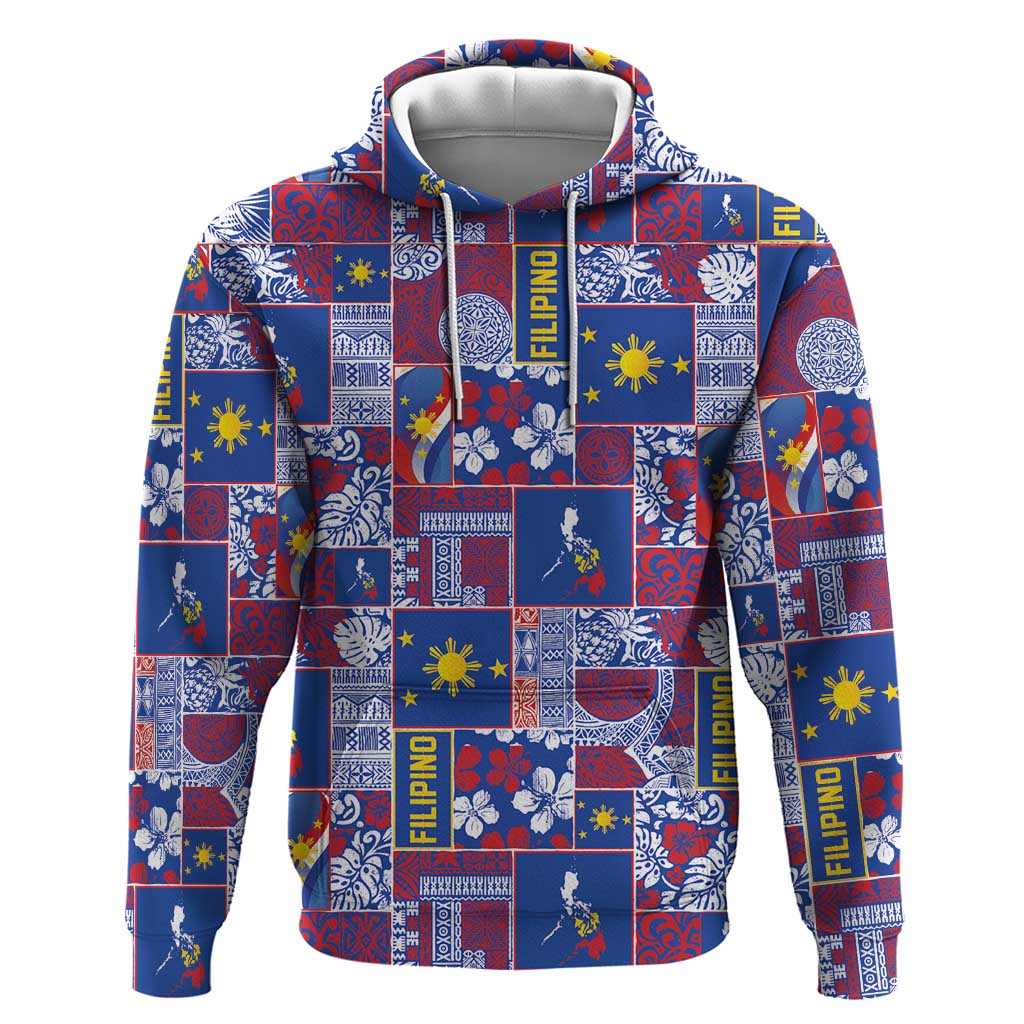 Filipino Maligayang Pasko Zip Hoodie Pacific Patchwork Xmas Vibes LT9 Pullover Hoodie Blue - Polynesian Pride