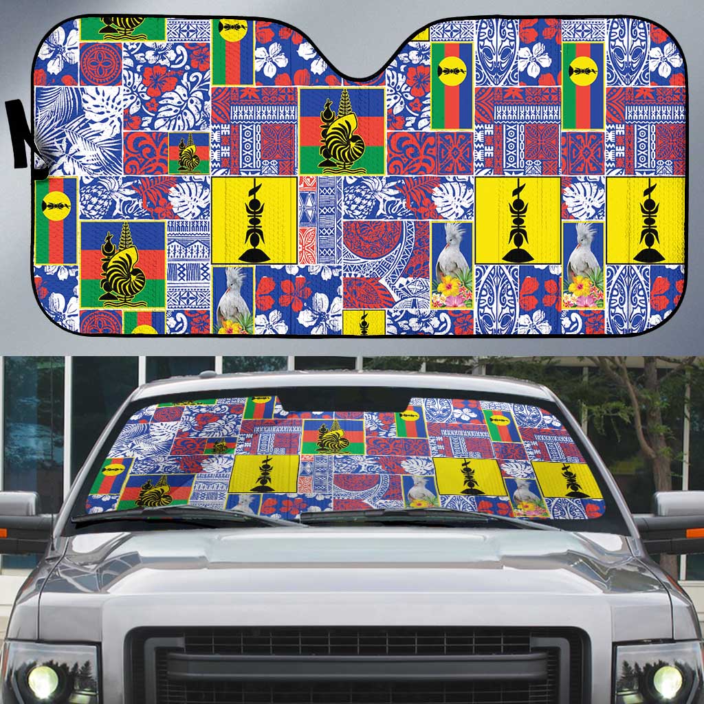 New Caledonia Joyeux Noel Auto Sun Shade Pacific Patchwork Xmas Vibes - Polynesian Pride