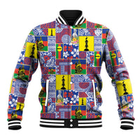 New Caledonia Joyeux Noel Baseball Jacket Pacific Patchwork Xmas Vibes LT9 Unisex Blue - Polynesian Pride