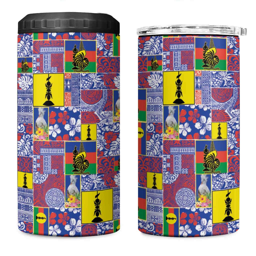 New Caledonia Joyeux Noel 4 in 1 Can Cooler Tumbler Pacific Patchwork Xmas Vibes LT9 One Size: 16 oz Blue - Polynesian Pride