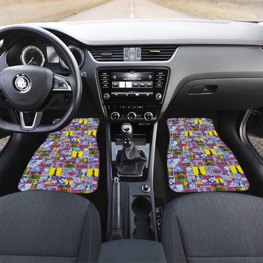 New Caledonia Joyeux Noel Car Mats Pacific Patchwork Xmas Vibes LT9 Set 2pcs - Front Blue - Polynesian Pride