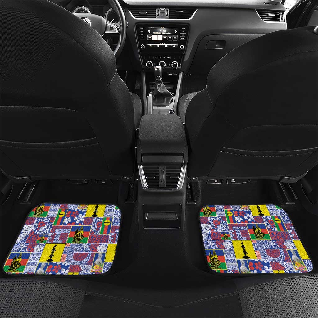 New Caledonia Joyeux Noel Car Mats Pacific Patchwork Xmas Vibes LT9 Set 2pcs - Back Blue - Polynesian Pride
