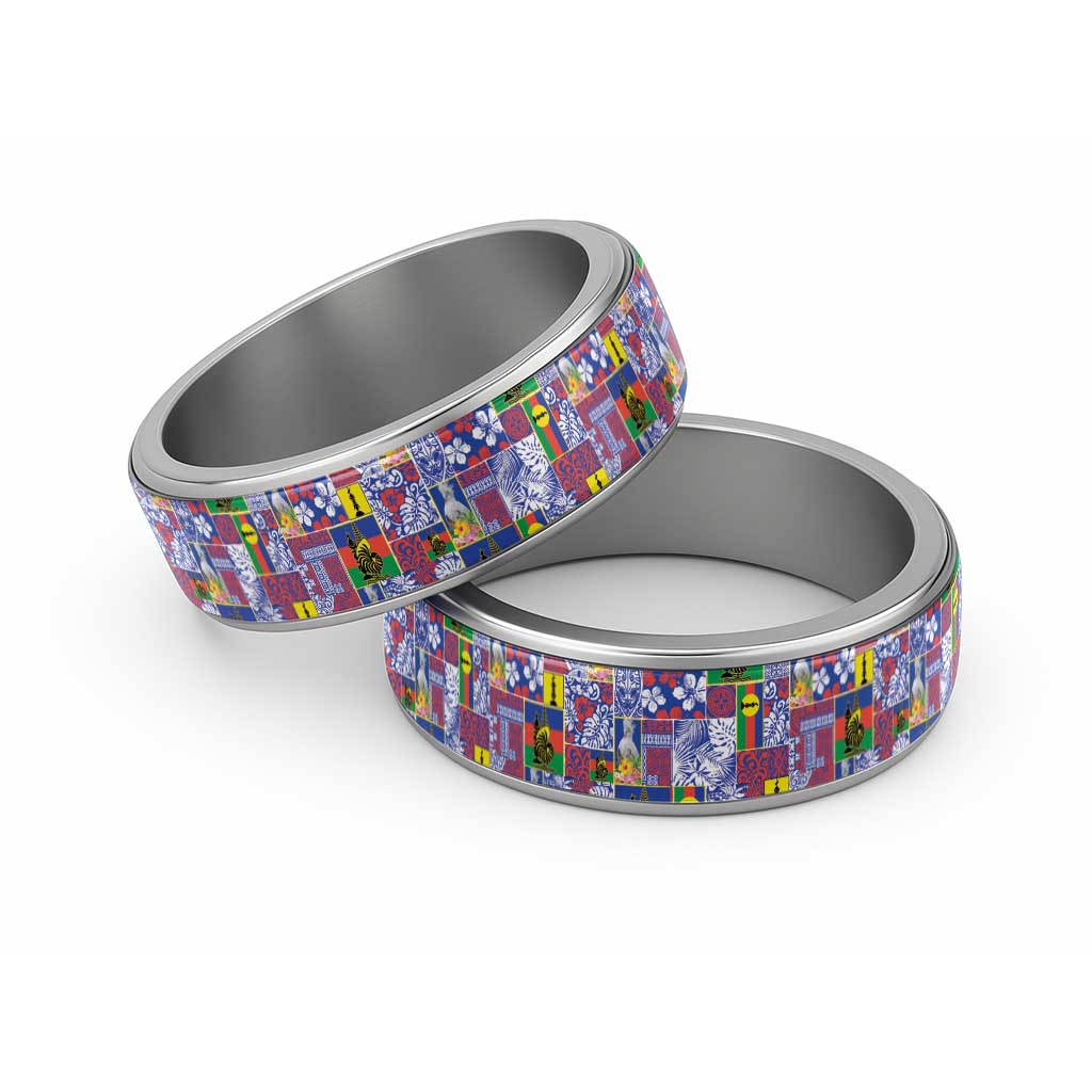 New Caledonia Joyeux Noel Classic Ring Pacific Patchwork Xmas Vibes LT9 Sliver Blue - Polynesian Pride