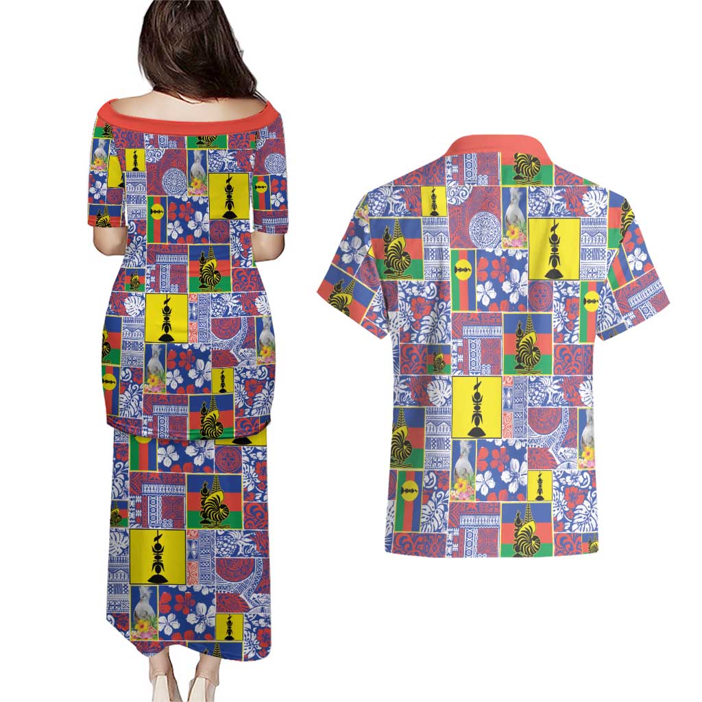 New Caledonia Joyeux Noel Couples Matching Puletasi and Hawaiian Shirt Pacific Patchwork Xmas Vibes LT9 - Polynesian Pride