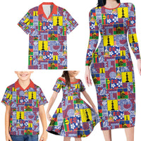 New Caledonia Joyeux Noel Family Matching Long Sleeve Bodycon Dress and Hawaiian Shirt Pacific Patchwork Xmas Vibes - Polynesian Pride