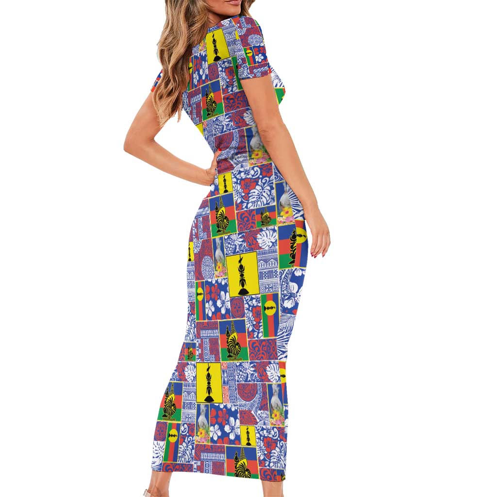 New Caledonia Joyeux Noel Family Matching Short Sleeve Bodycon Dress and Hawaiian Shirt Pacific Patchwork Xmas Vibes - Polynesian Pride