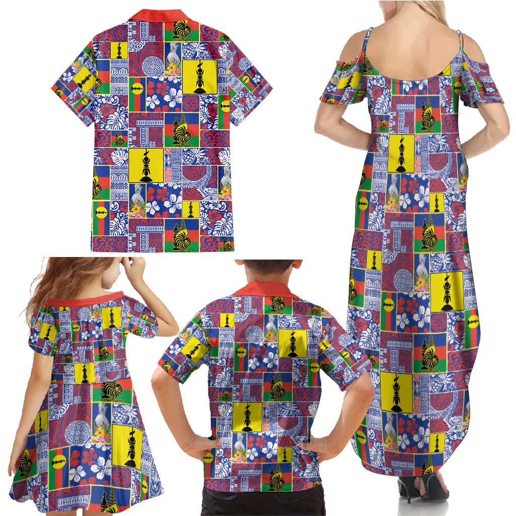 New Caledonia Joyeux Noel Family Matching Summer Maxi Dress and Hawaiian Shirt Pacific Patchwork Xmas Vibes - Polynesian Pride
