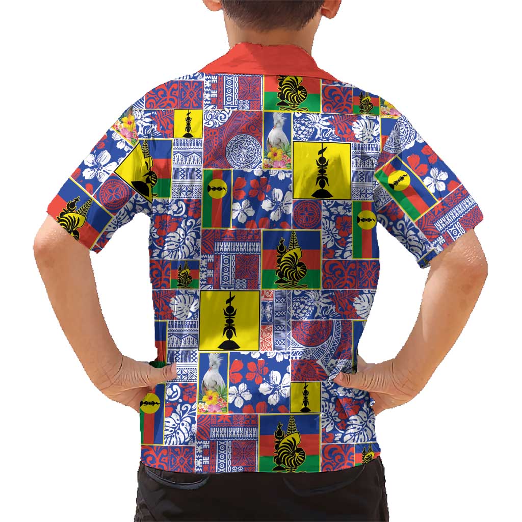 New Caledonia Joyeux Noel Kid Hawaiian Shirt Pacific Patchwork Xmas Vibes LT9 - Polynesian Pride
