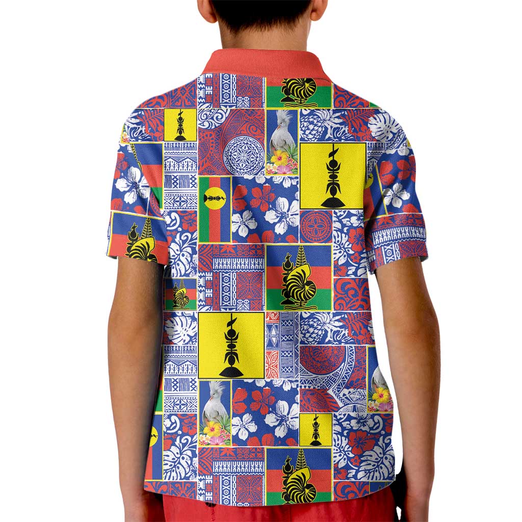 New Caledonia Joyeux Noel Kid Polo Shirt Pacific Patchwork Xmas Vibes LT9 - Polynesian Pride