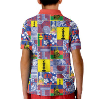 New Caledonia Joyeux Noel Kid Polo Shirt Pacific Patchwork Xmas Vibes LT9 - Polynesian Pride