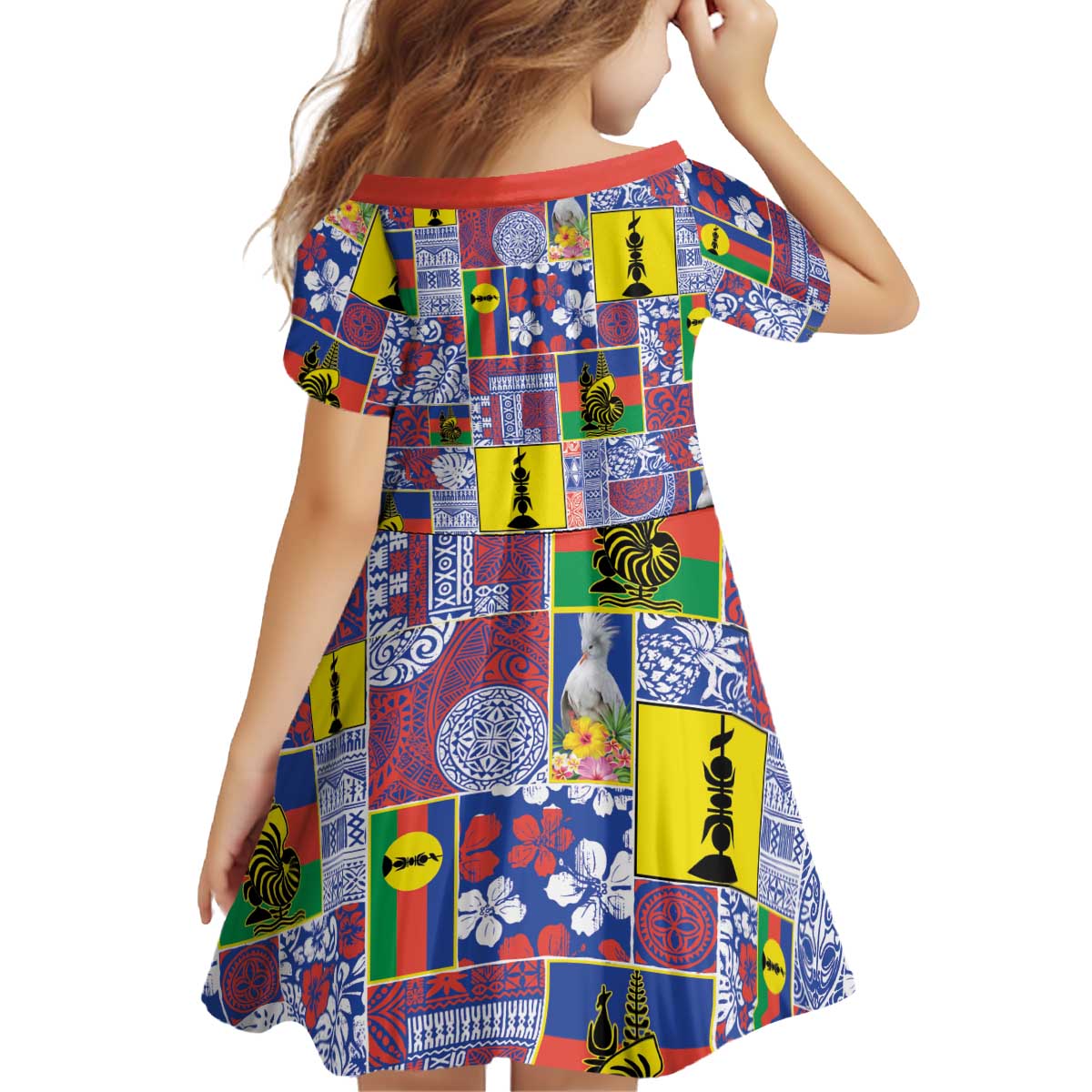 New Caledonia Joyeux Noel Kid Short Sleeve Dress Pacific Patchwork Xmas Vibes LT9 - Polynesian Pride