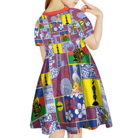 New Caledonia Joyeux Noel Kid Short Sleeve Dress Pacific Patchwork Xmas Vibes LT9 - Polynesian Pride