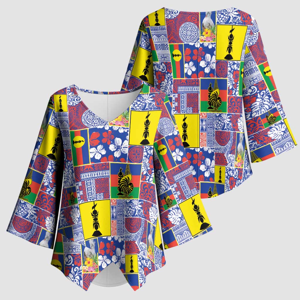 New Caledonia Joyeux Noel Kimono Sleeve Blouse Pacific Patchwork Xmas Vibes LT9 - Polynesian Pride