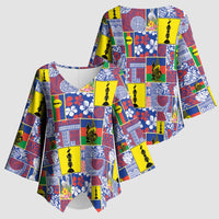 New Caledonia Joyeux Noel Kimono Sleeve Blouse Pacific Patchwork Xmas Vibes LT9 - Polynesian Pride