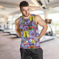 New Caledonia Joyeux Noel Men Tank Top Pacific Patchwork Xmas Vibes LT9 Blue - Polynesian Pride