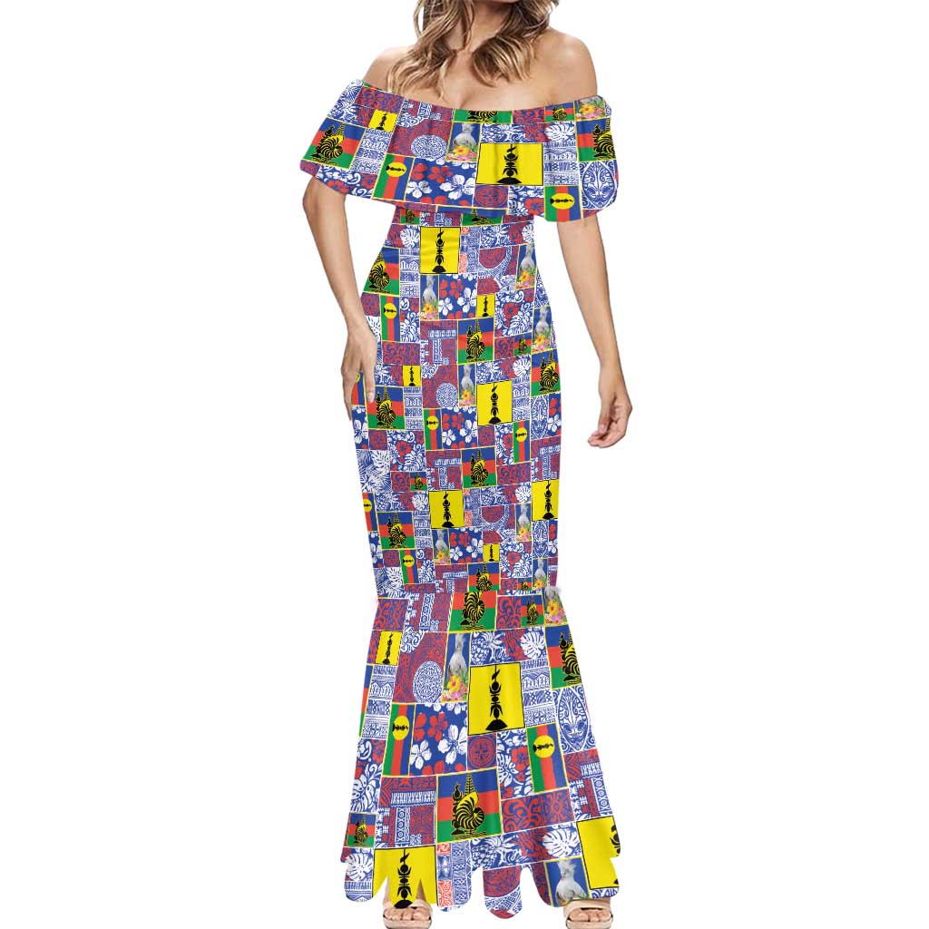 New Caledonia Joyeux Noel Mermaid Dress Pacific Patchwork Xmas Vibes LT9 - Polynesian Pride