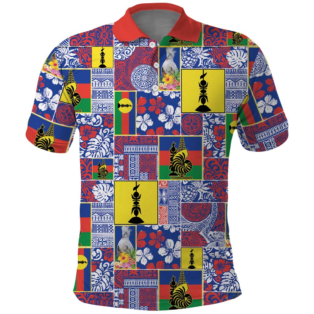 New Caledonia Joyeux Noel Polo Shirt Pacific Patchwork Xmas Vibes LT9 Blue - Polynesian Pride