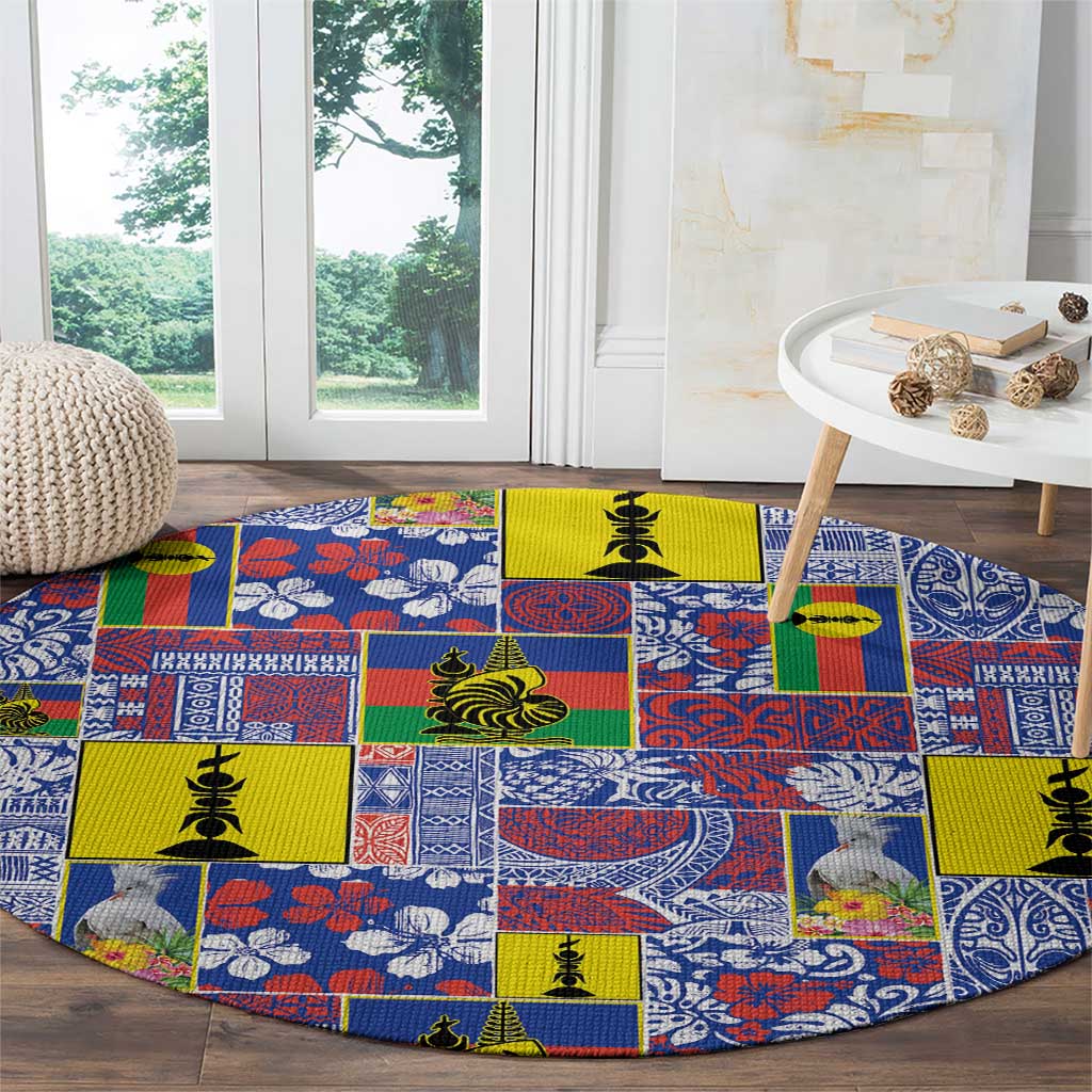 New Caledonia Joyeux Noel Round Carpet Pacific Patchwork Xmas Vibes - Polynesian Pride