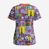 New Caledonia Joyeux Noel Scrub Top Pacific Patchwork Xmas Vibes LT9 - Polynesian Pride