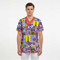 New Caledonia Joyeux Noel Scrub Top Pacific Patchwork Xmas Vibes LT9 - Polynesian Pride
