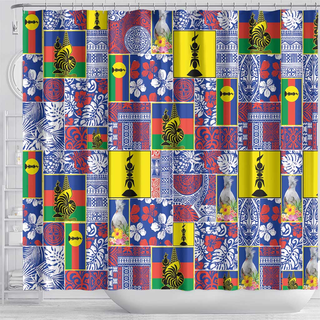 New Caledonia Joyeux Noel Shower Curtain Pacific Patchwork Xmas Vibes - Polynesian Pride