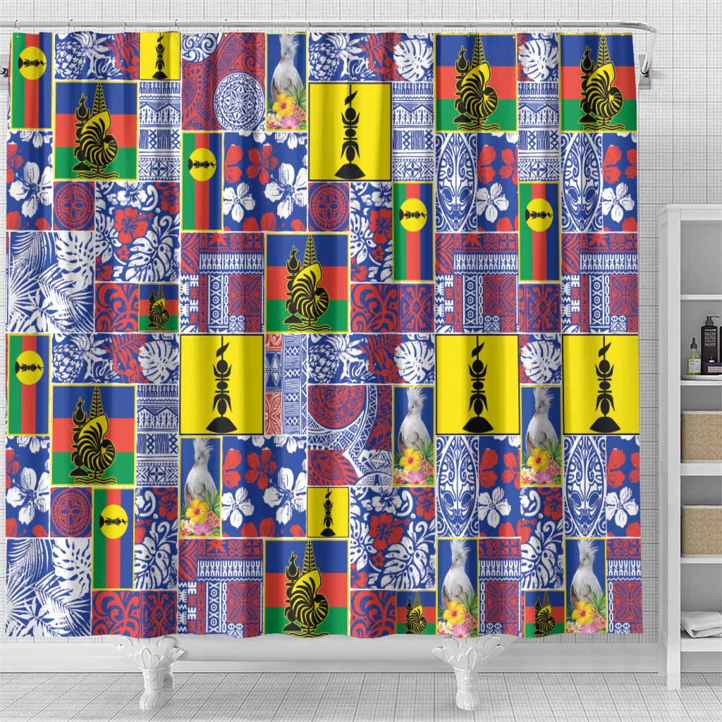 New Caledonia Joyeux Noel Shower Curtain Pacific Patchwork Xmas Vibes - Polynesian Pride