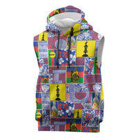 New Caledonia Joyeux Noel Sleeveless Hoodie Pacific Patchwork Xmas Vibes LT9 Blue - Polynesian Pride