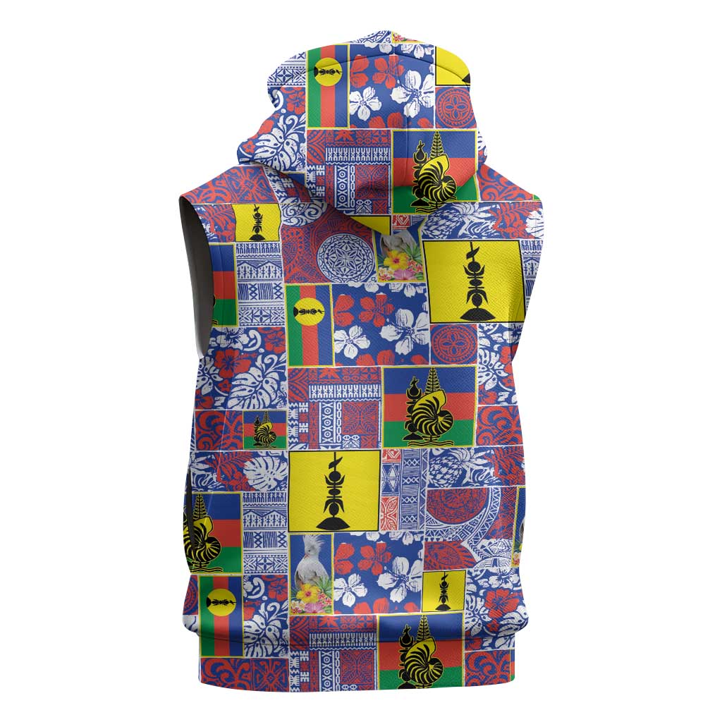 New Caledonia Joyeux Noel Sleeveless Hoodie Pacific Patchwork Xmas Vibes LT9 - Polynesian Pride